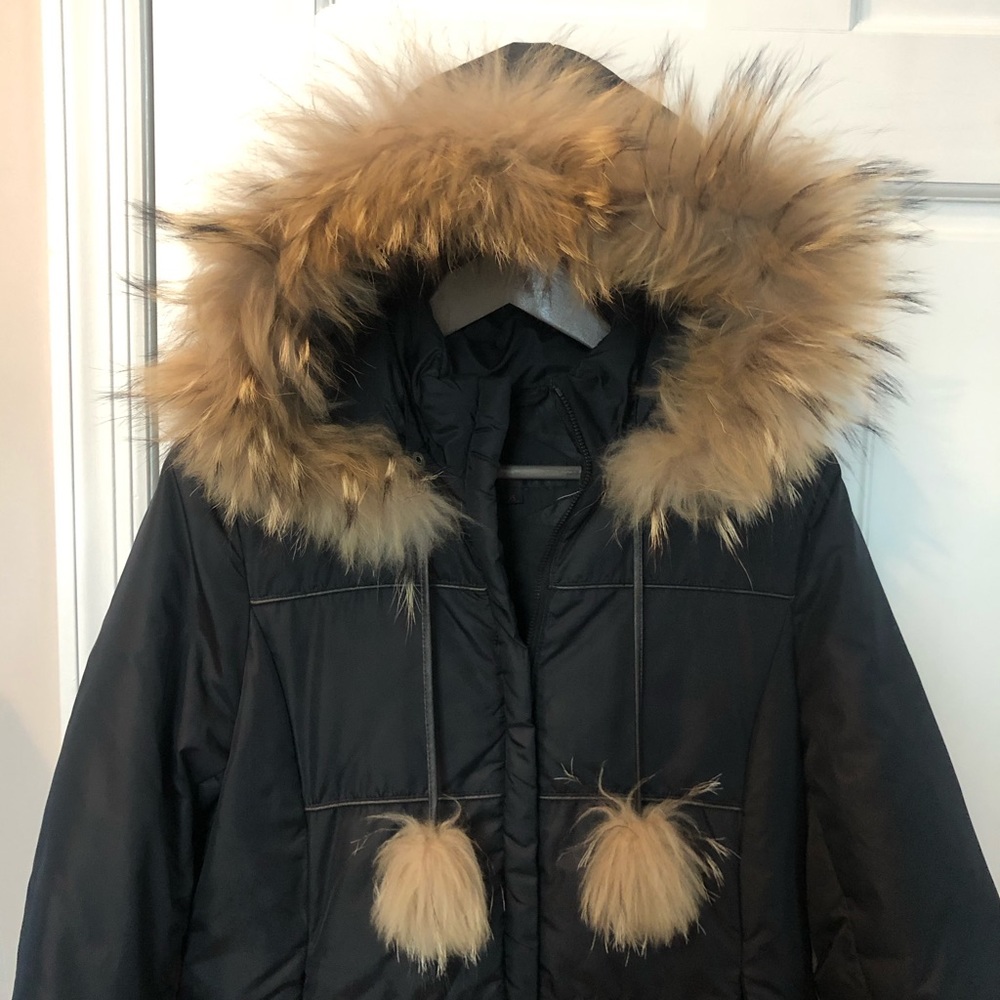 Raccoon fur down jacket